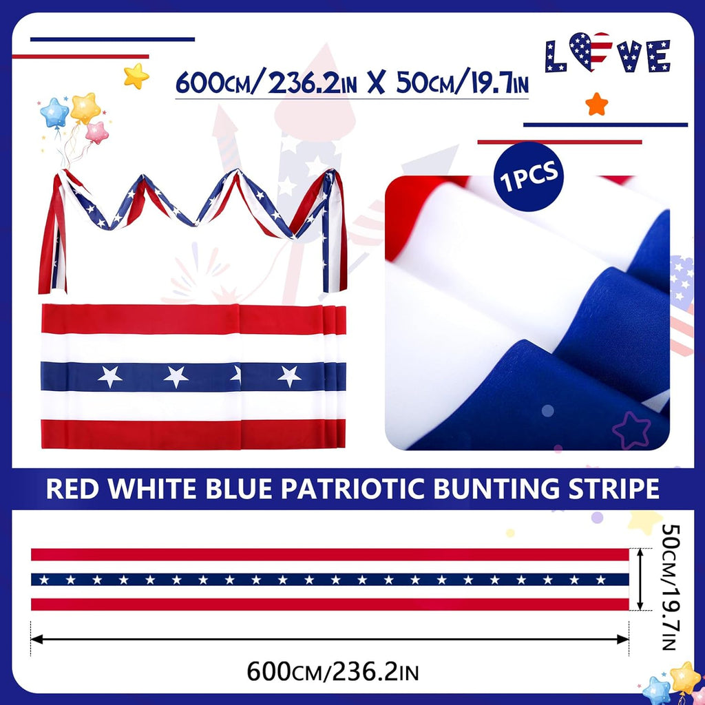 MCJC Patriotic Door Decorations Set - American Flag Bunting & Triangle Garland for 4th of July Display