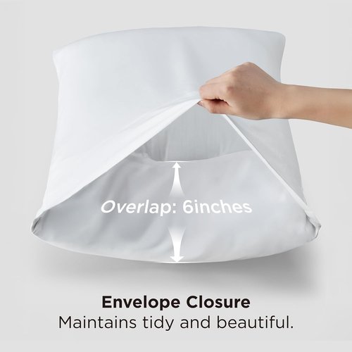 Bedsure King Size Pillow Cases - Cooling Rayon Bamboo White Pillow Covers, Silky Soft & Envelope Closure, 20x36 Inches