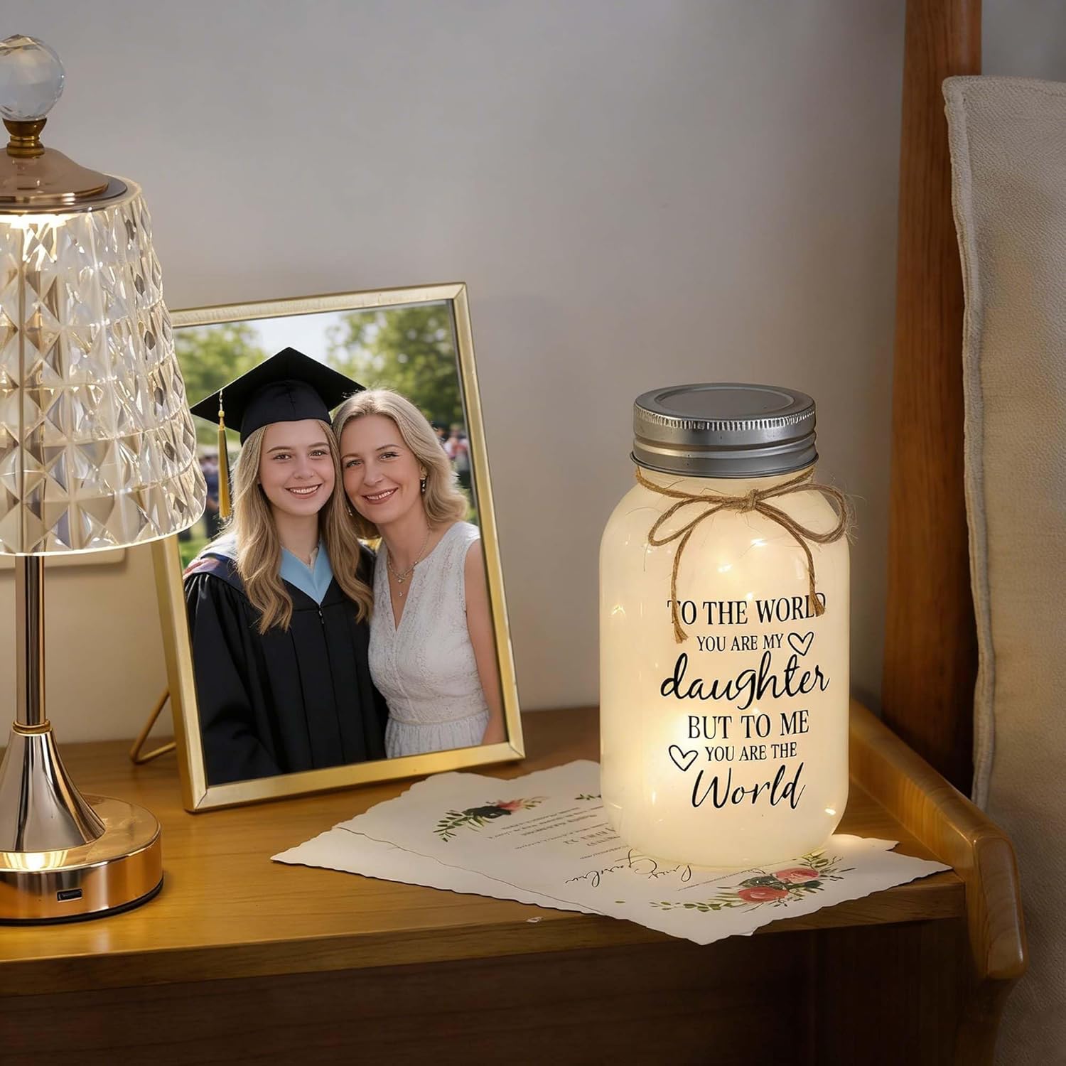Maracco 30 oz Large Mason Jar Night Light - Thoughtful Gifts for Daughters from Mom & Dad | Perfect for Birthdays, Weddings, Graduations