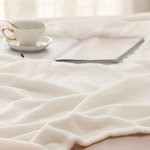 Bedsure GentleSoft Fleece Bed Blanket - Soft, Lightweight, Plush Cream Luxury Blanket | Full Size 84x90 Inches