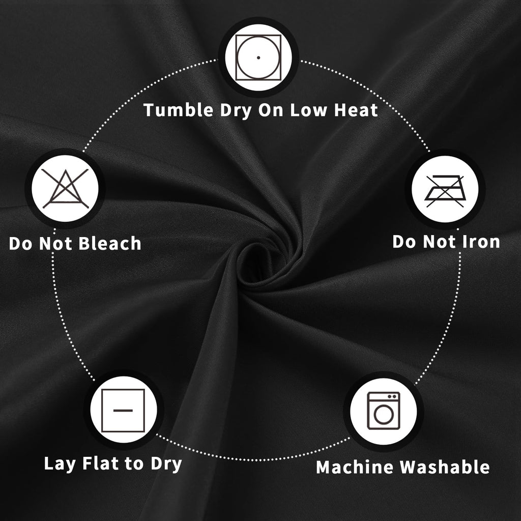 PureFit 6 Pack Rectangle Black Table Cloths 60 x 126 Inch for 6Ft Tables, Stain and Wrinkle Resistant Table Linens for Home Use, Wedding, Party, Banquet and Camping