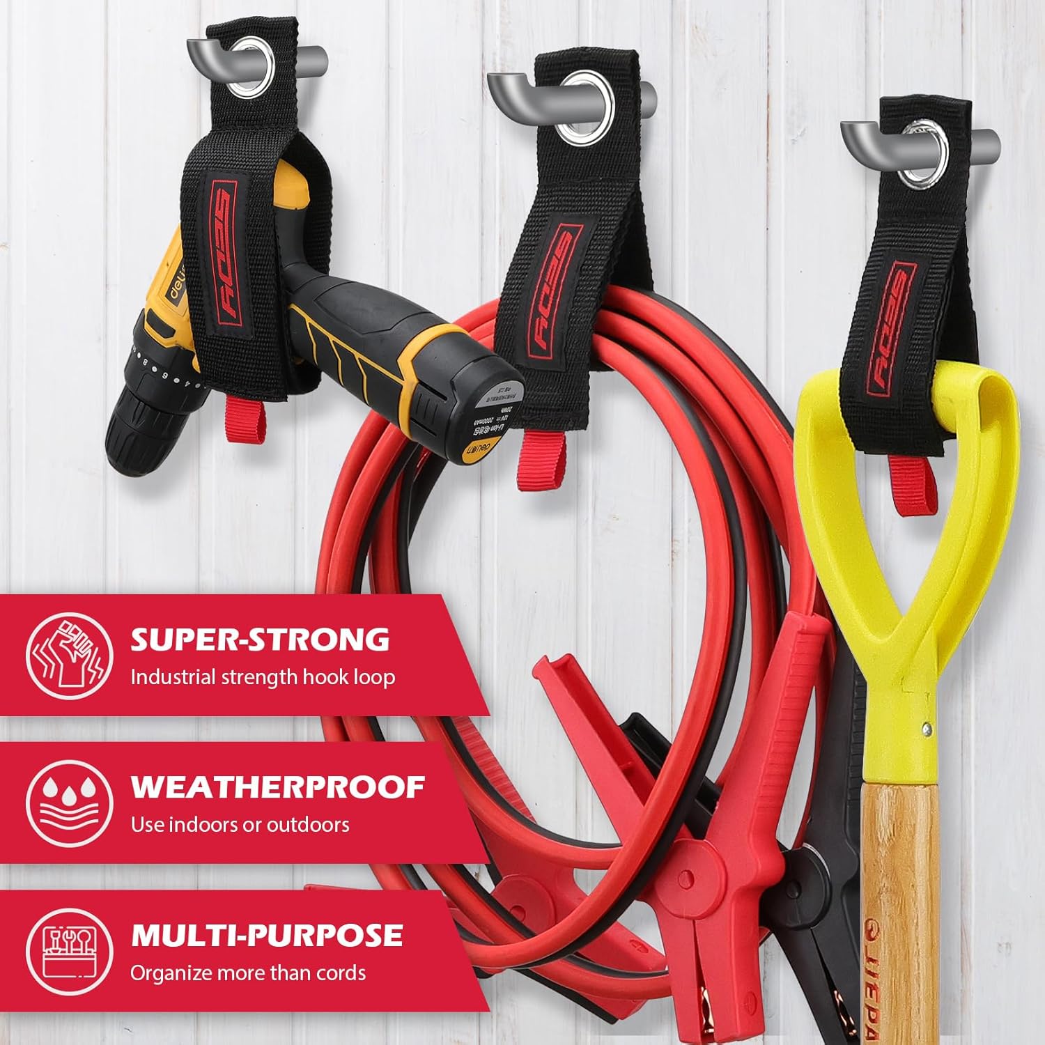 Skiennix Heavy Duty Garage Storage Hooks - Solid Steel Wall Mount Set with Anti-Slip Coating | 20 Pack for Ladders, Bikes & Tools