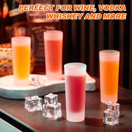 Hsei 50 Pcs Sublimation Frosted Shot Glasses 3 oz Shot Glasses Sublimation Blanks Personalized Glass Cups with Heavy Base for Wine Beer Vodka Whiskey Espresso