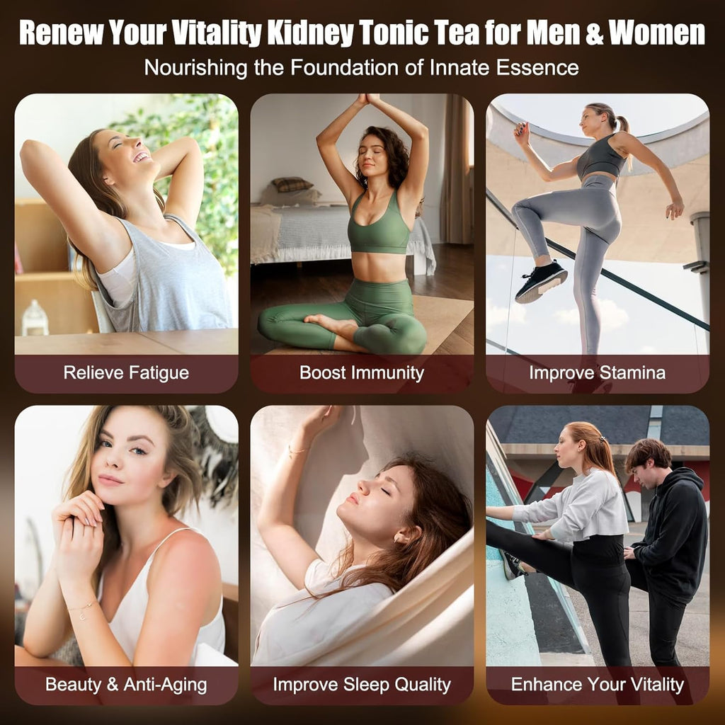 Kidney Tea 60 Bags Ginseng Six Treasure Tea Formula Traditional Chinese Herbal Kidney Cleanse Detox Repair for Women & Men