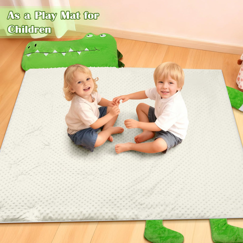 Toddler Nap Mat,Crocodile Kids Sleeping Bag 67‘’×27‘’,Extra Large Slumber Bag Thick with Removable Pillow for Girls Boys,Soft Plush Roll Up Sleeping Mat Lightweight for Preschool,Daycare,Travel,Green