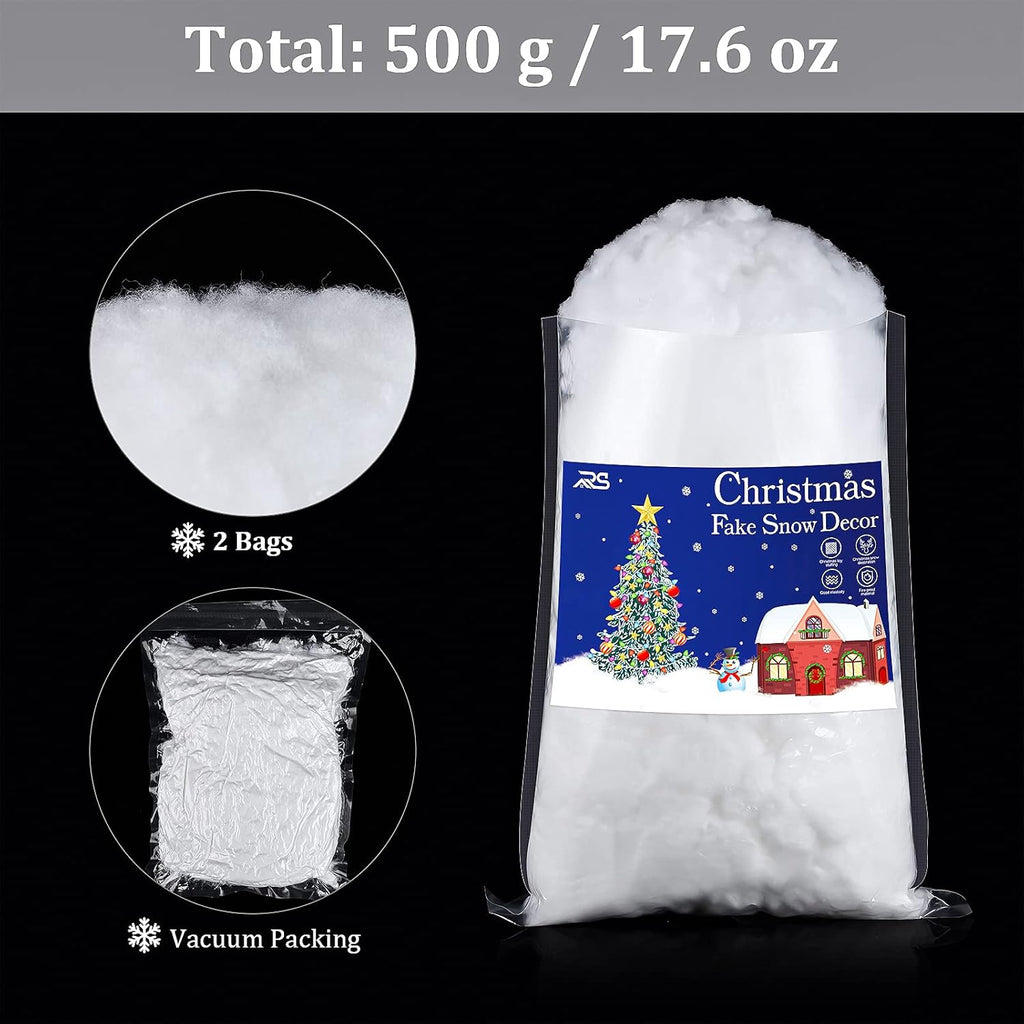 Ruisita Artificial Snow - 17.6 Ounces Fluffy Snow Fiber for Christmas Tree & Holiday Displays