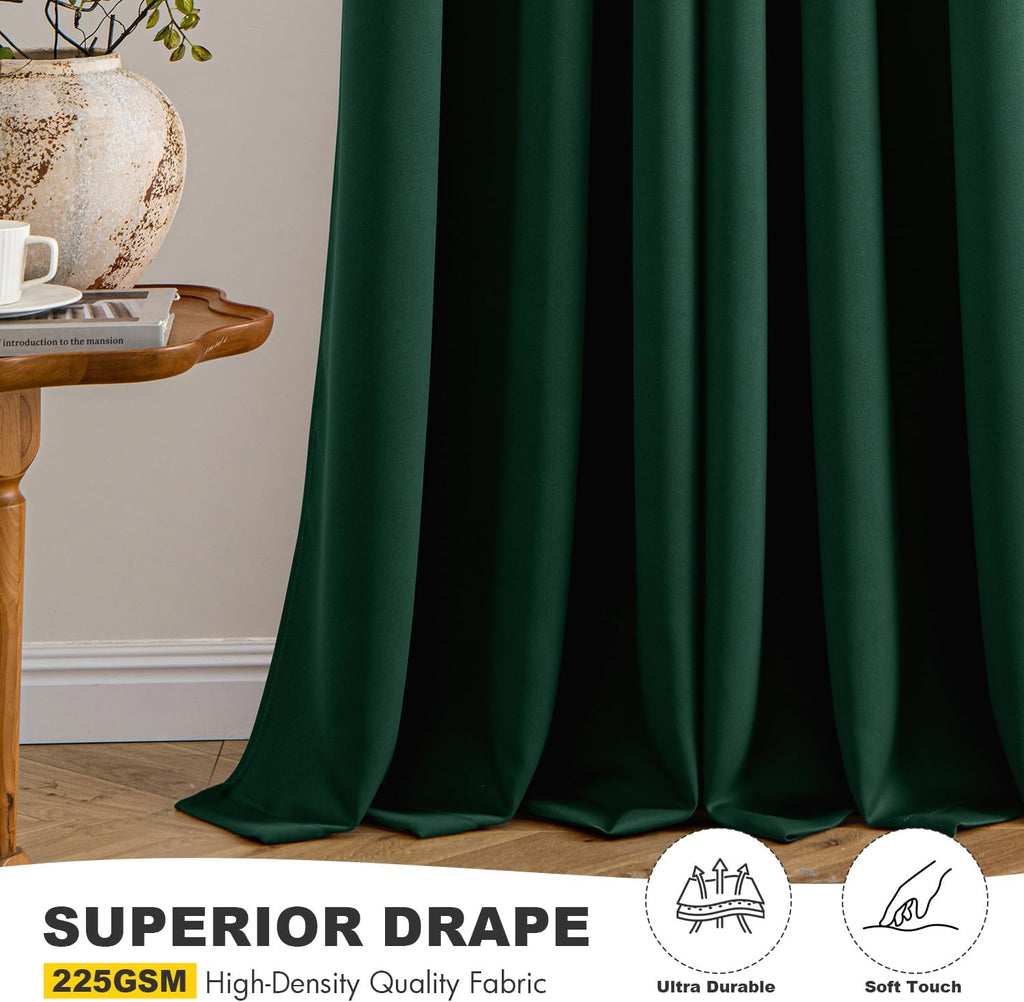 MIULEE Hunter Green Blackout Curtains - Thermal Insulated Room Darkening Drapes | 84 Inches Long, 2 Panels