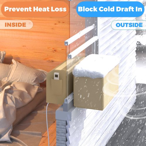 Forestchill 2 Pcs Window Air Conditioner Cover, Compatible with Midea U-shaped Window AC Units, Upgraded Insulated Outdoor & Indoor Window AC Covers Set, Full Coverage and Weatherproof for Winter