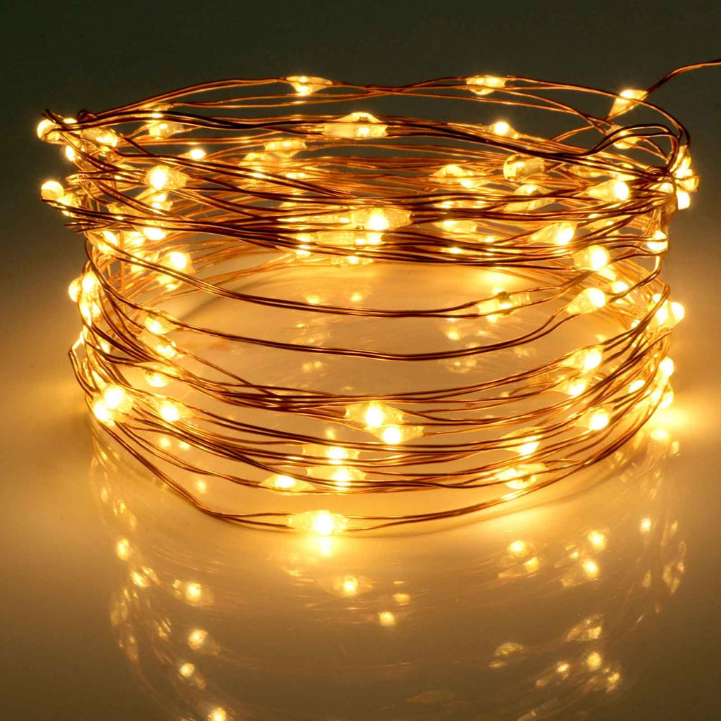 QBIS Warm White Fairy Lights on Copper Wire, 100 Micro LED String Lights with USB Plug, Timer, Multi Function, Adjust Brightness, Pretty Micro LED Christmas Lights