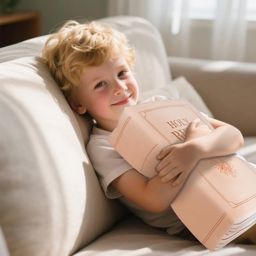 BXIZXD Bible Pillow Book Plush That Opens, Cozy Faith Bible Plushies, for Kids Adults Christian Gifts, Decoration for Bedrooms, Living Rooms (Pink)