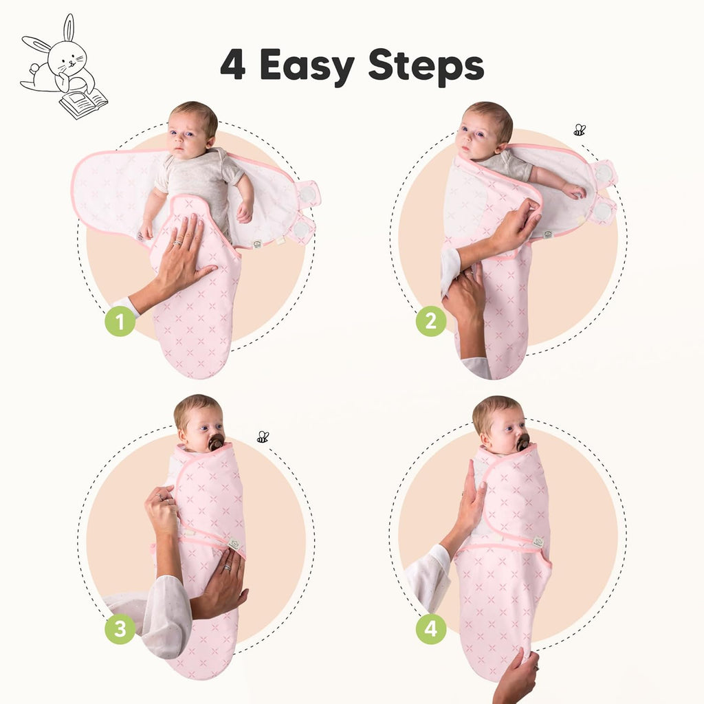 Organic Baby Swaddle Sleep Sacks by [Brand Name] - Soft & Snug for Newborns 0-3 Months | 3-Pack in Blossom