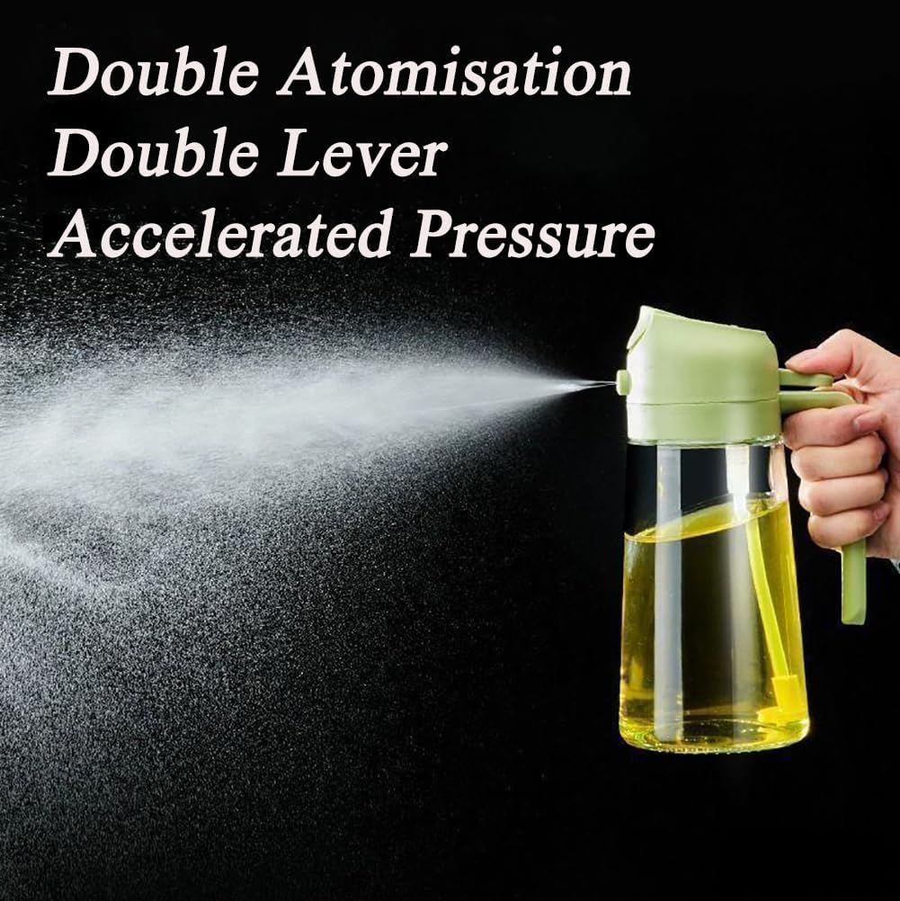 Olive Oil Sprayer Mister - Premium 17oz Glass Oil Dispenser Bottle for Cooking & Grilling | Black