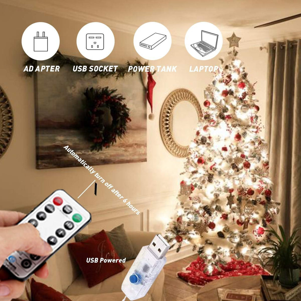 Microwear 33Ft Photo Clip String Lights - 100 LED Fairy Lights with Remote | USB & Battery Powered, 8 Modes for Bedroom & Wedding Décor