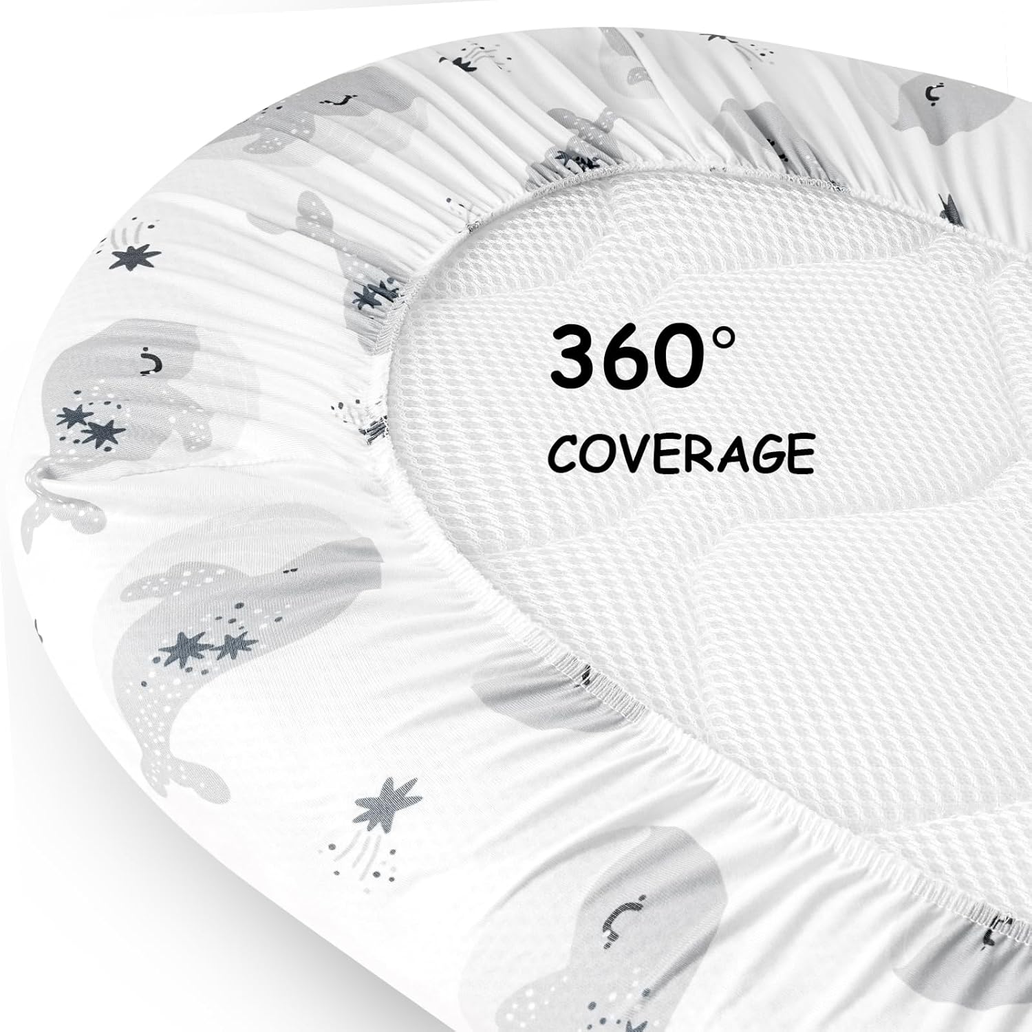 Yoofoss Bassinet Sheets - 3-Pack Fitted Baby Sheets for Halo Bassinest | Soft & Breathable (Blue & Seahorse)