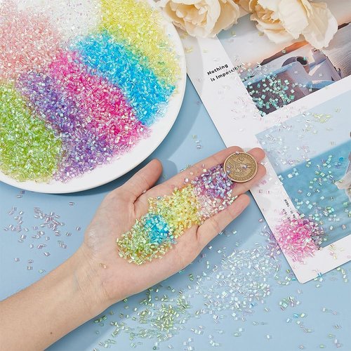 DICOSMETIC Crispy Bingsu Beads - 7 Bags of 140g Iridescent 3D Glitter Slime Beads | Crunchy Microbead Assortment