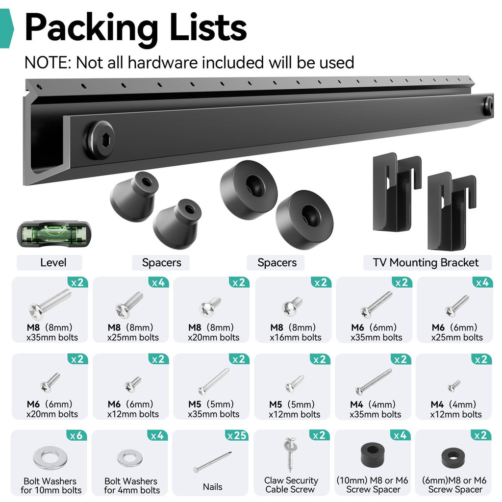 Auoace No Drill TV Wall Mount for 22 to 55 inch TVs, Drywall Smart TV Bracket Tilts Up to 5°, Low Profile TVs Mount up to 100 Lbs, Fast to Install for Bedroom, Living Room, Include All Hardware kit