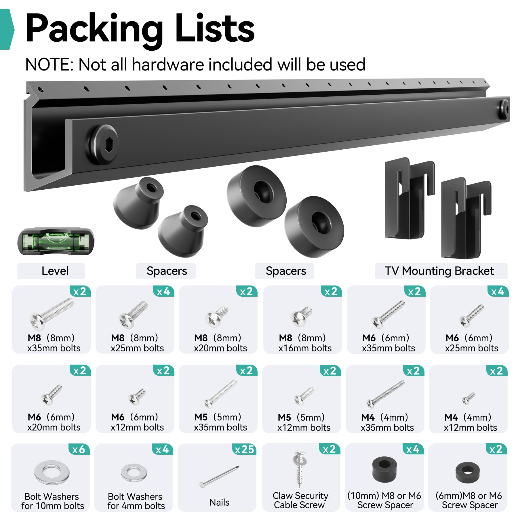 Auoace No Drill TV Wall Mount for 22 to 55 inch TVs, Drywall Smart TV Bracket Tilts Up to 5°, Low Profile TVs Mount up to 100 Lbs, Fast to Install for Bedroom, Living Room, Include All Hardware kit