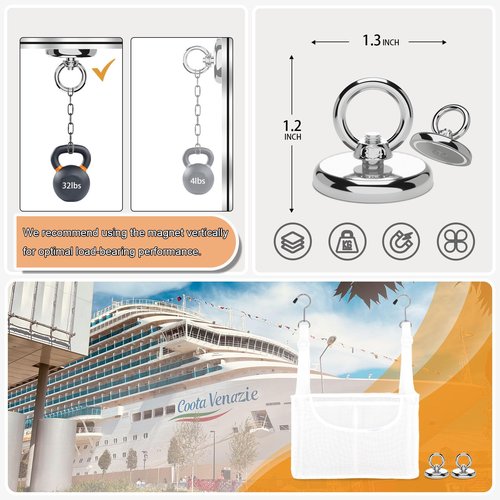 Haoyunll PVC Mesh Hanging Shower Caddy Organizer with 2pc Magnetic Hooks, Portable Adjustable Travel Bathroom Bag with Pockets for RV, Camping, Cruise, Dorm, Gym, White, 12“x5 x7（LxWxH）