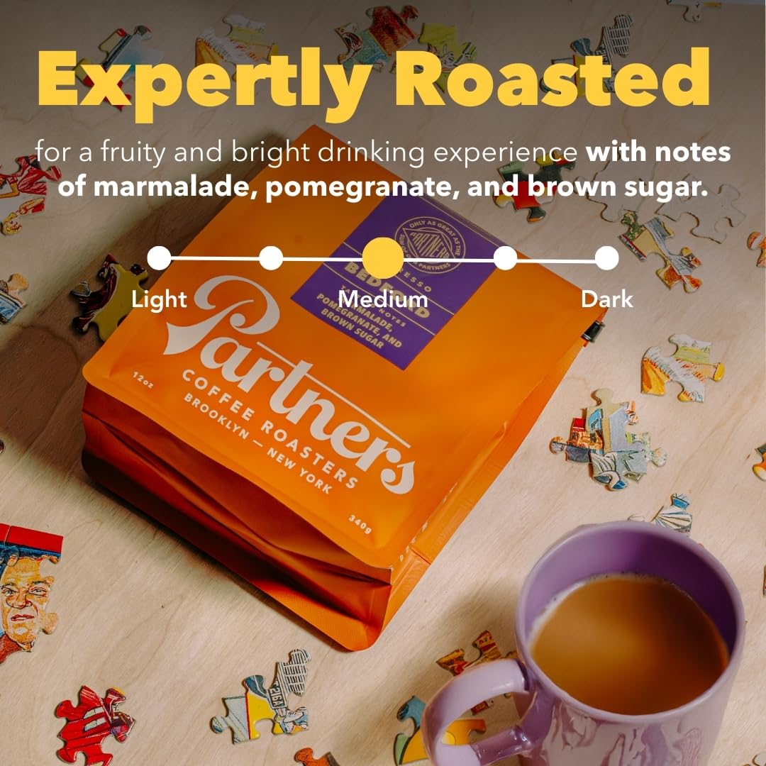 Partners Coffee Roasters - Whole Bean Espresso Coffee - Fruity & Complex Flavor | 12oz, Medium Roast - Lab Tested in NYC