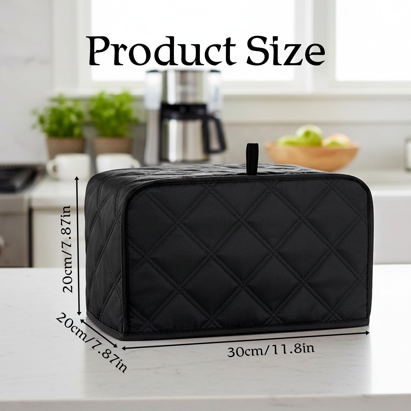 2 Slice Toaster Cover, Toaster Covers 2 Slice Wide Slot, Universal Size Two Slice Toasters Cover, Quilted Polyester and Cotton Dust Protection for Kitchen Small Appliance, Black