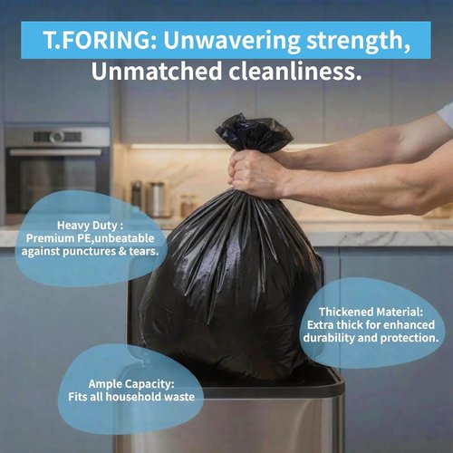 Black Trash Bags - 20-25 Gallon Large Kitchen Garbage Bags | 120 Count, Unscented, 30" x 33" Size