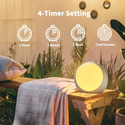 iDealSleep White Noise Machine - 30 Soothing Sounds & 12 Color Night Lights | Auto-Off Timer for Calming Sleep