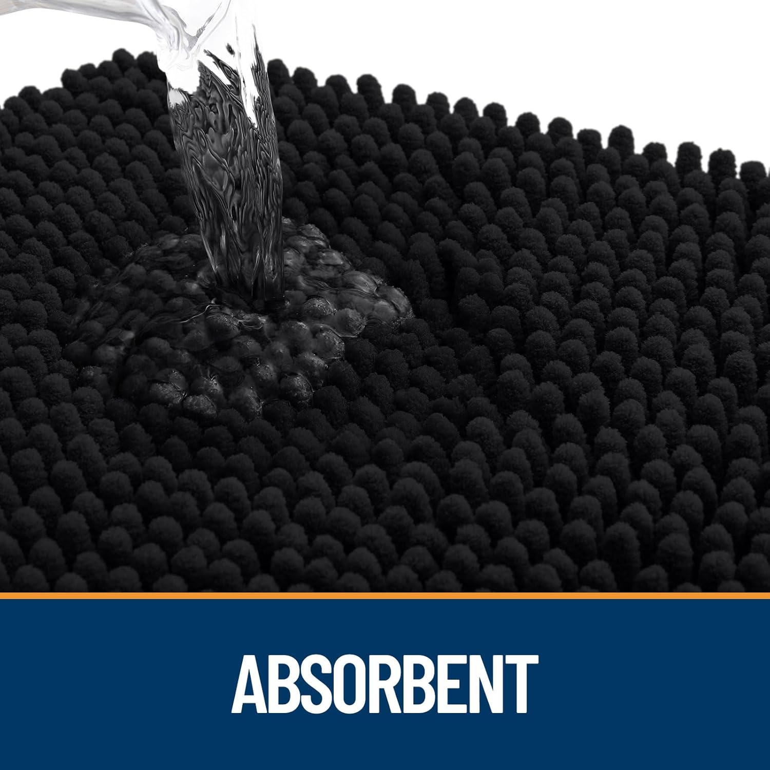 OLANLY Dog Door Mat - Absorbent Non-Slip Chenille Mat for Muddy Paws | 70x46 Inches, Quick Dry, Black