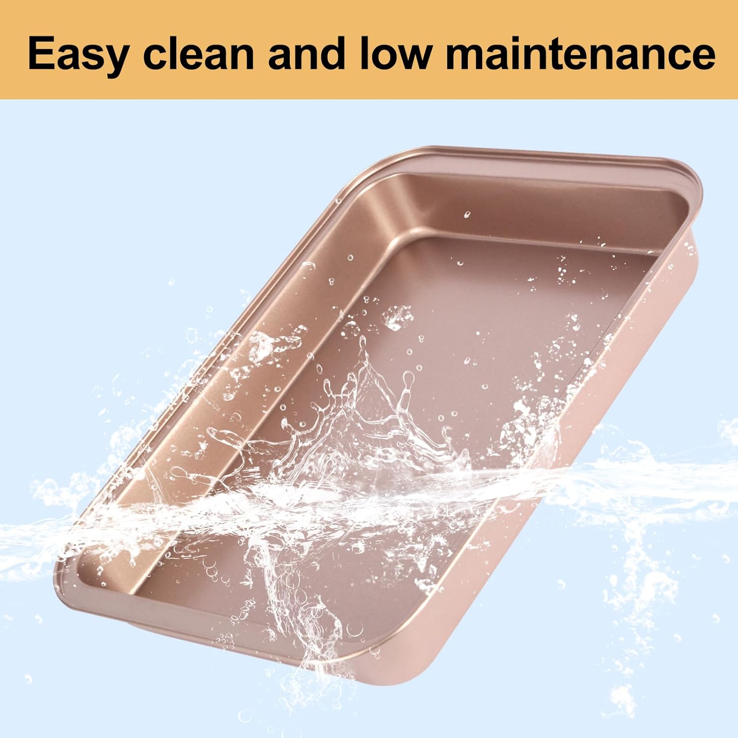 Regine Switzerland Nonstick 9x13 Baking Pan - Easy Clean Carbon Steel Bakeware for Cakes & Casseroles | Rose Gold