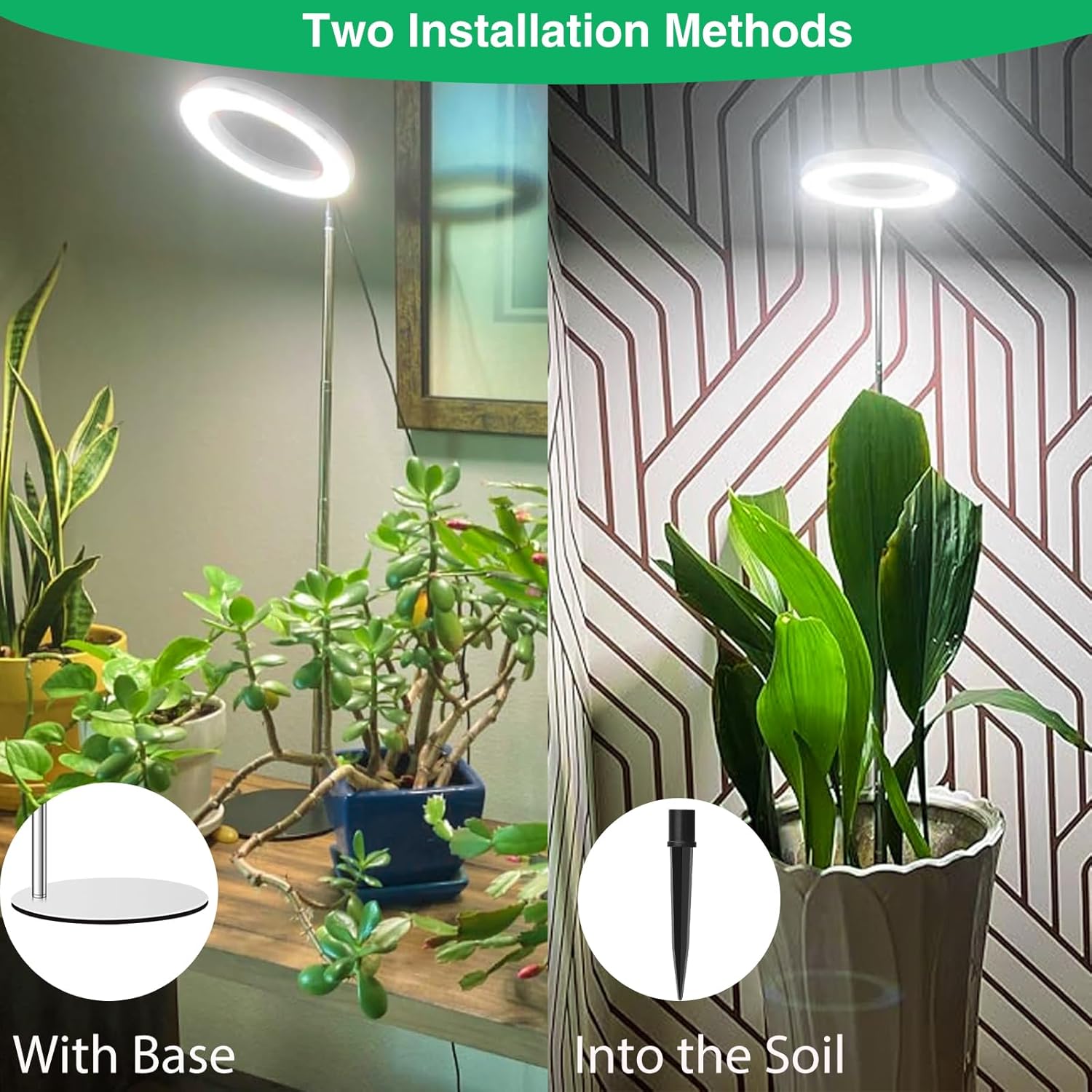 Aokrean Grow Lights - Full Spectrum Indoor Plant Lamps | Height Adjustable 9.8"-37.4" with Auto Timer & 3 Spectrums (2 Pack)