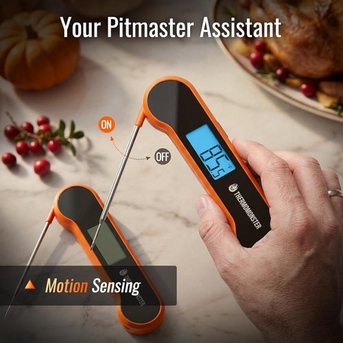 Instant Read Meat Thermometer - Skiennix Digital Kitchen Gadget with ±0.5℉ Precision | Perfect for BBQ, Oven & Candy Cooking - Orange