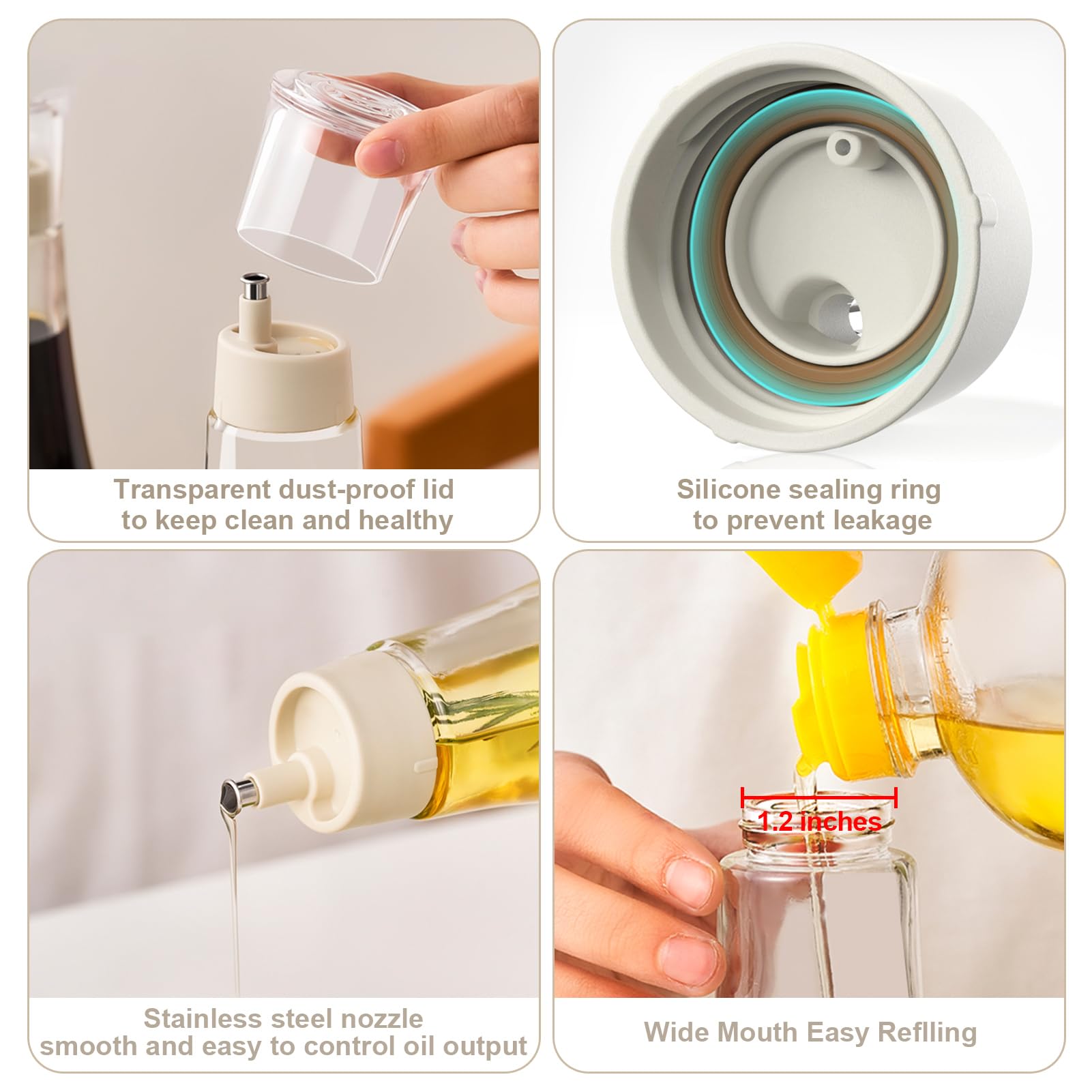 Summark Diamond Oil and Vinegar Dispenser for kitchen,Olive Oil Dispenser Bottle,Elegant Glass Cooking Oil Dispenser,Dispenser Bottle of 10 OZ