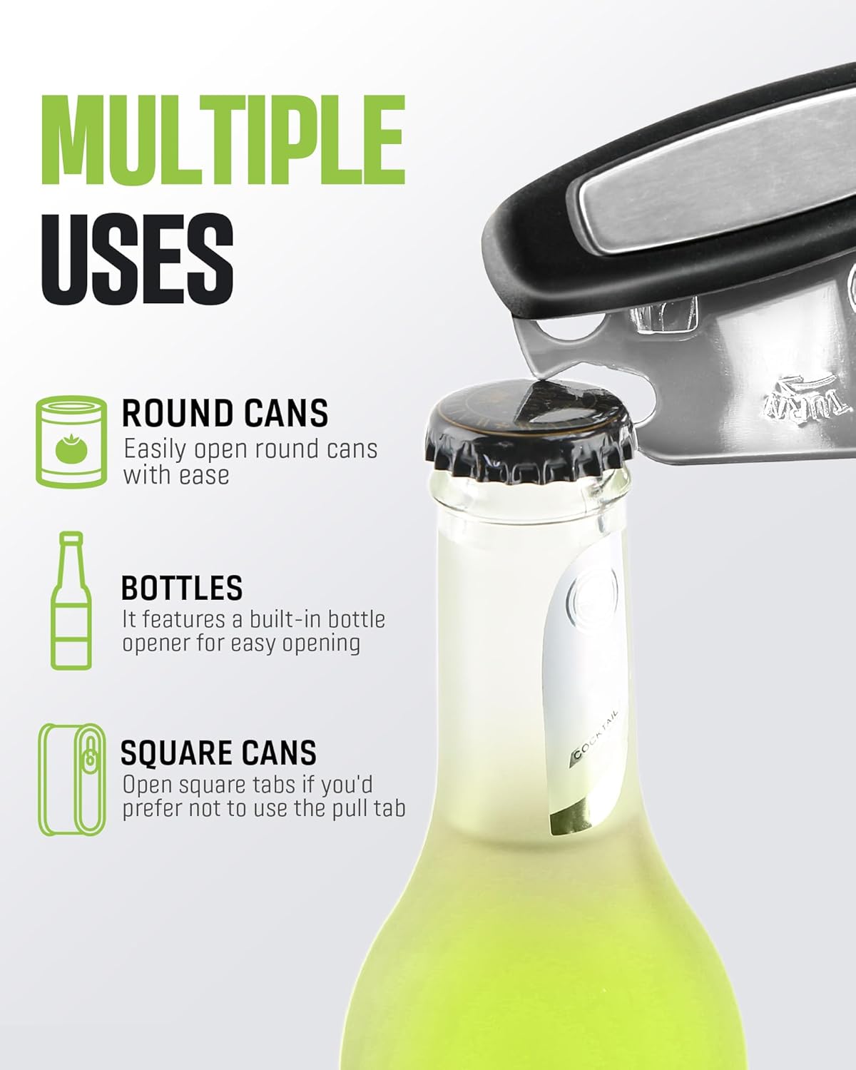 Skiennix Multifunctional Can Opener - Durable Heavy-Duty Tool for Seniors & Camping | Black