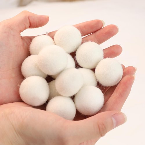 DCJHFJ White Wool Felt Pom Pom Garland Ball Winter Garland Christmas Decorations for Mantle Fireplace Home Indoor Holiday Party Decoration
