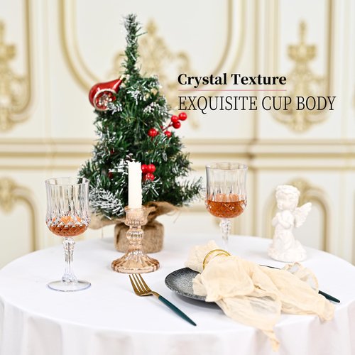Pesonlook 48Pack Transparent Plastic Wine Glasses,Vintage Plastic Goblets for Parties, Transparent Drinking Glasses Crystal Water Goblets Reusable for Wedding Reception, Grand Event Party Supplies