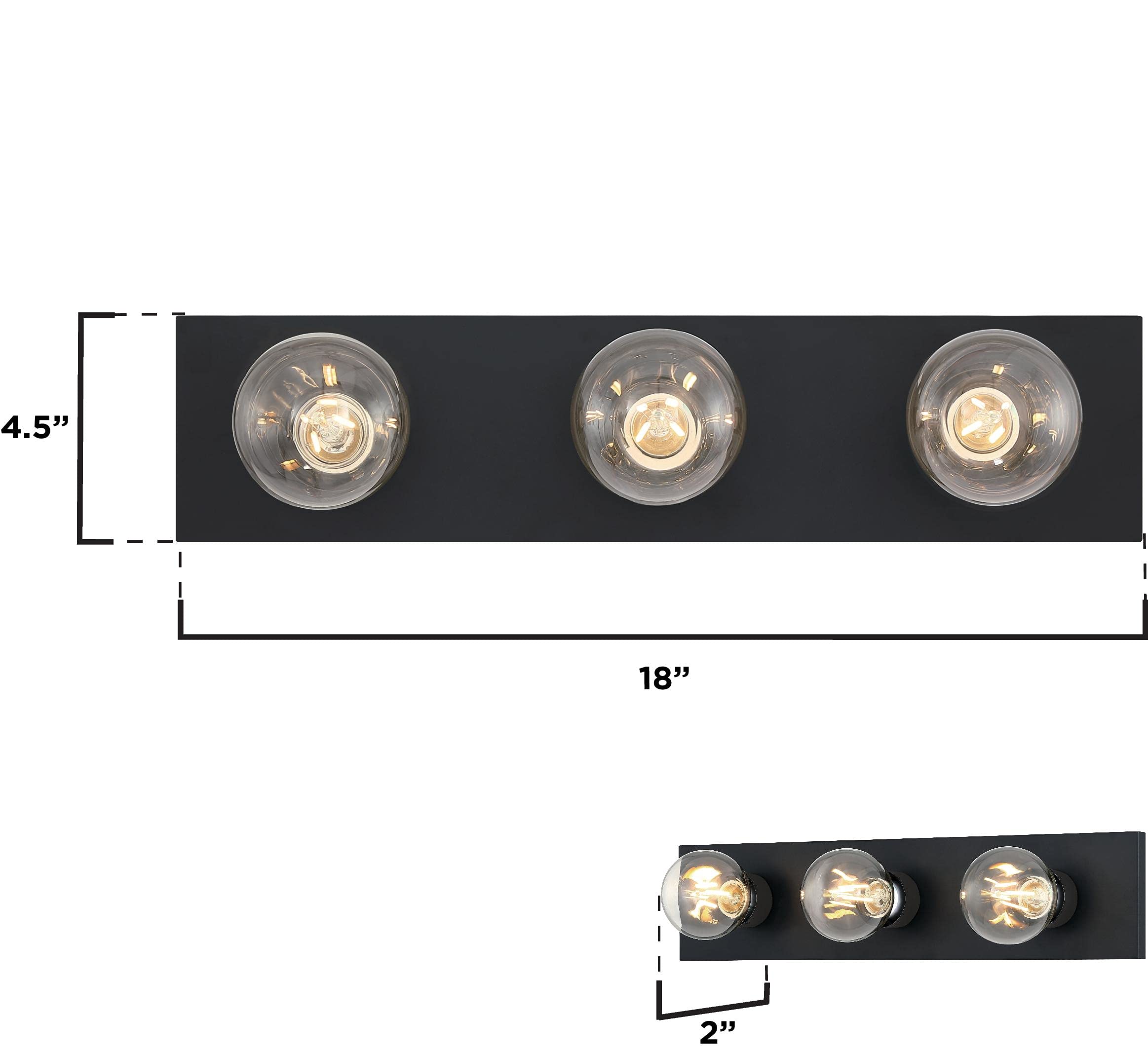 Westinghouse 6117500 Traditional Three-Light Indoor Vanity Light Fixture, Matte Black Finish, No Shades