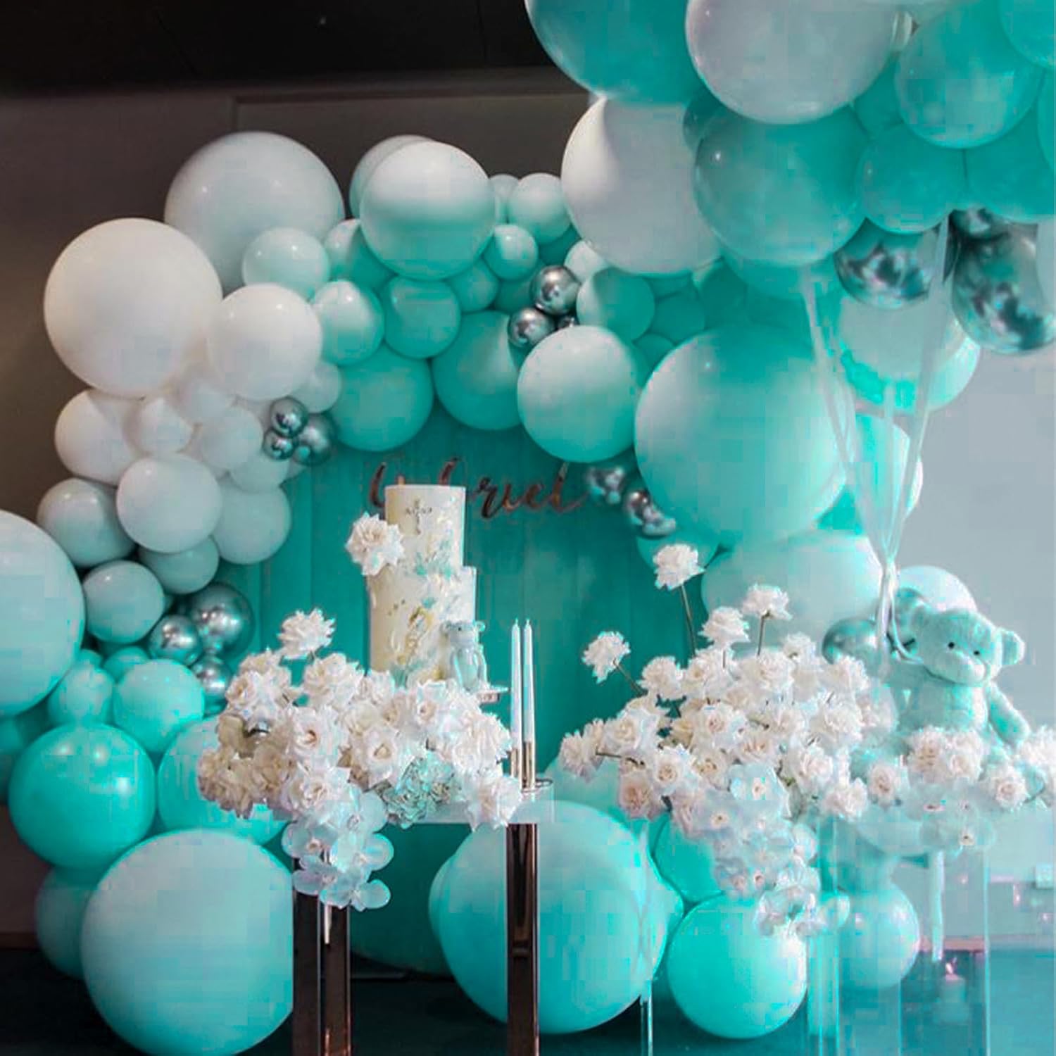 PartyWoo Teal Balloons - 36 Inch Turquoise Latex Balloons for Baby Showers, Weddings & More