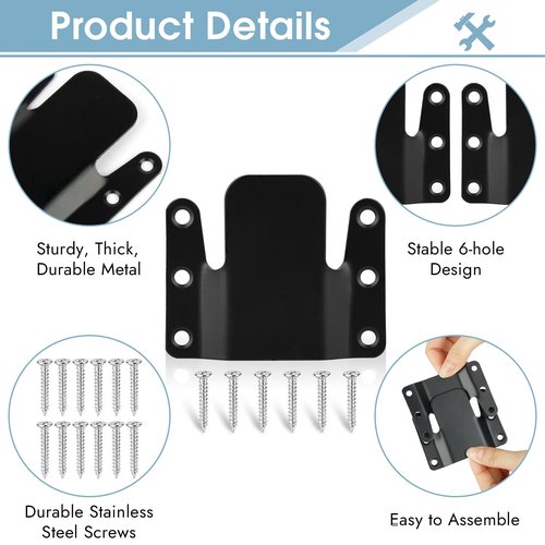 PEASUG Sectional Couch Connectors, Modular Couch Connectors to Make Sectional Stay, Couch Clips for Sectionals, 4 Pcs Furniture Connectors with Screws for Sofa, Recliner, Black