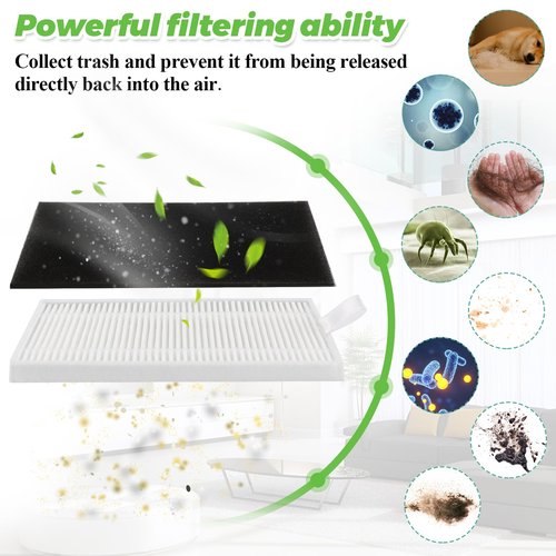 Replacement Parts for Eufy Robovac 11s, 12, 15C, 15T, 25C, 30, 30C, 35C Vacuum Parts, the eufy filter replacement parts include: 8 side brushes, 8 hepa filters, 1 rolling brush, 1 cleaning brush