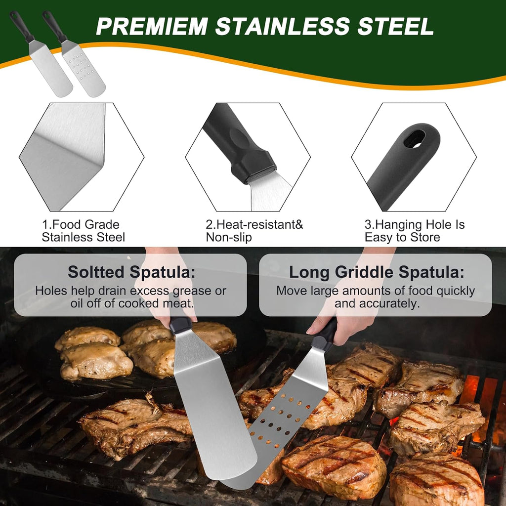 Blackstone 22PCS Griddle Accessories Set - Premium Flat Top Grill Tools with Metal Spatula, Basting Cover & Scraper
