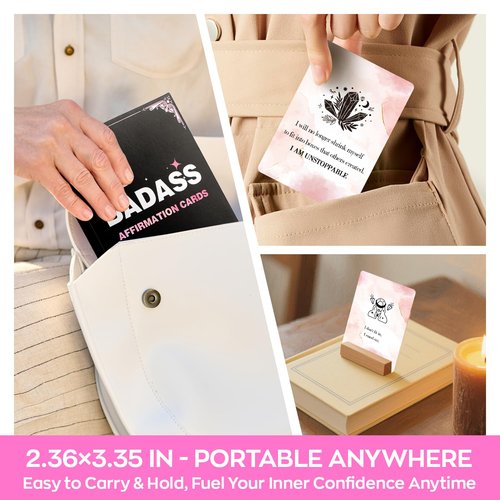HIONXMGA Double-Sided Badass Affirmation Cards for Women - 118 Unique Inspirational Motivational Messages on 60 Cards for Self‑Care Positive Mindset, Empowering Gifts for Best Friend Sister Coworker
