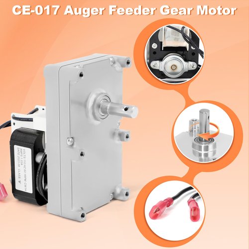 C-E-017 Auger Motor for Breckwell P23, P22, P24 P24I SP24I Blazer, P2000, P2000I, P2700, P4000, P23I, SP1000 Big E Pellet Stoves, 80642 Auger Feeder Gear Motor w/Hole Replacement Parts Clockwise,1 RPM