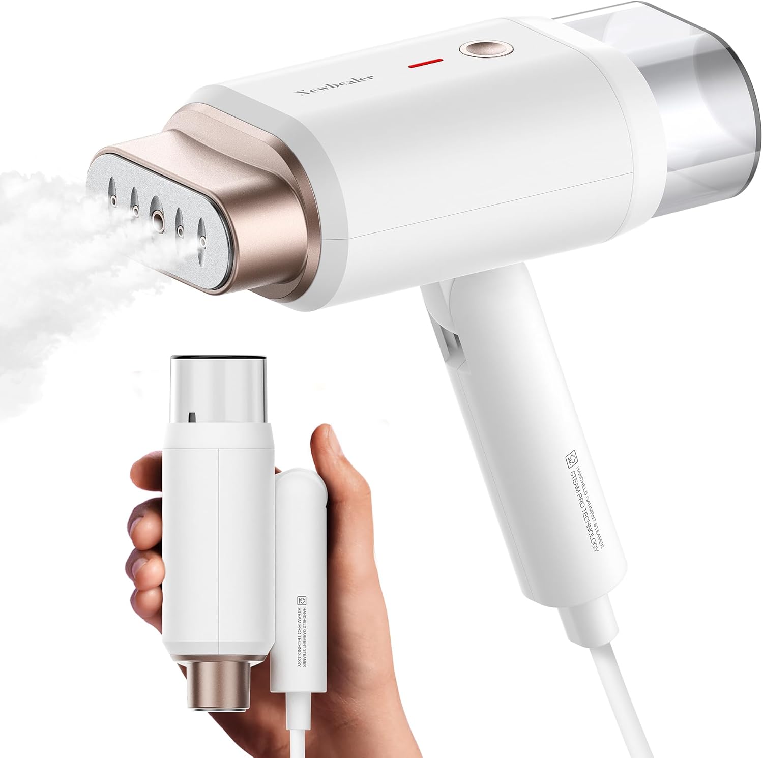 Newbealer Handheld Clothes Steamer - 1200W Portable Fabric Wrinkle Remover, 180ml Capacity, Lightweight Design