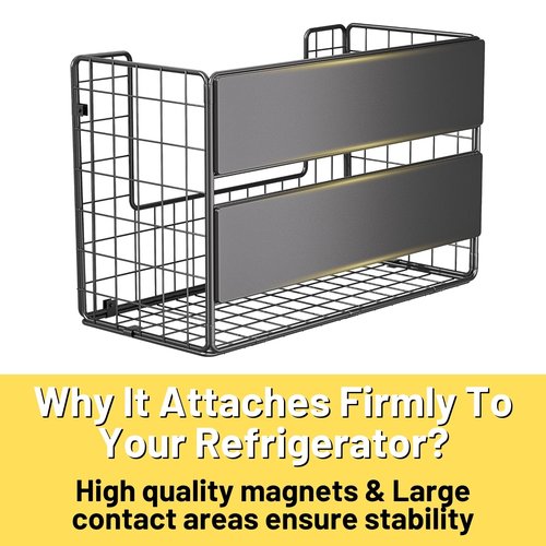 2 Set Magnetic Shelf for Fridge, Fruit Potato & Onion Storage Bins, Pantry Organizers & Storage, Large Container Magnetic Basket for Refrigerator, Kitchen Counter, Cabinet, Magnetic Fridge Organizer