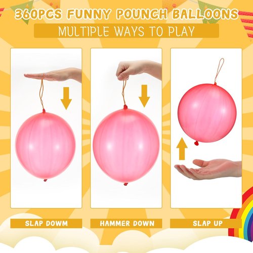 Libima Punch Balloons - 350 Pcs Heavy-Duty Assorted Colors for Kids' Parties & Classroom Prizes