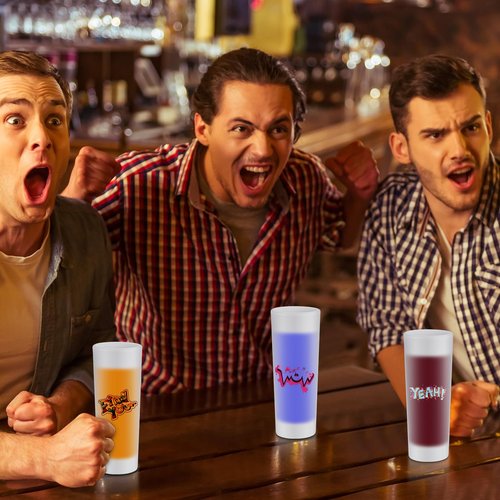 Hsei 50 Pcs Sublimation Frosted Shot Glasses 3 oz Shot Glasses Sublimation Blanks Personalized Glass Cups with Heavy Base for Wine Beer Vodka Whiskey Espresso