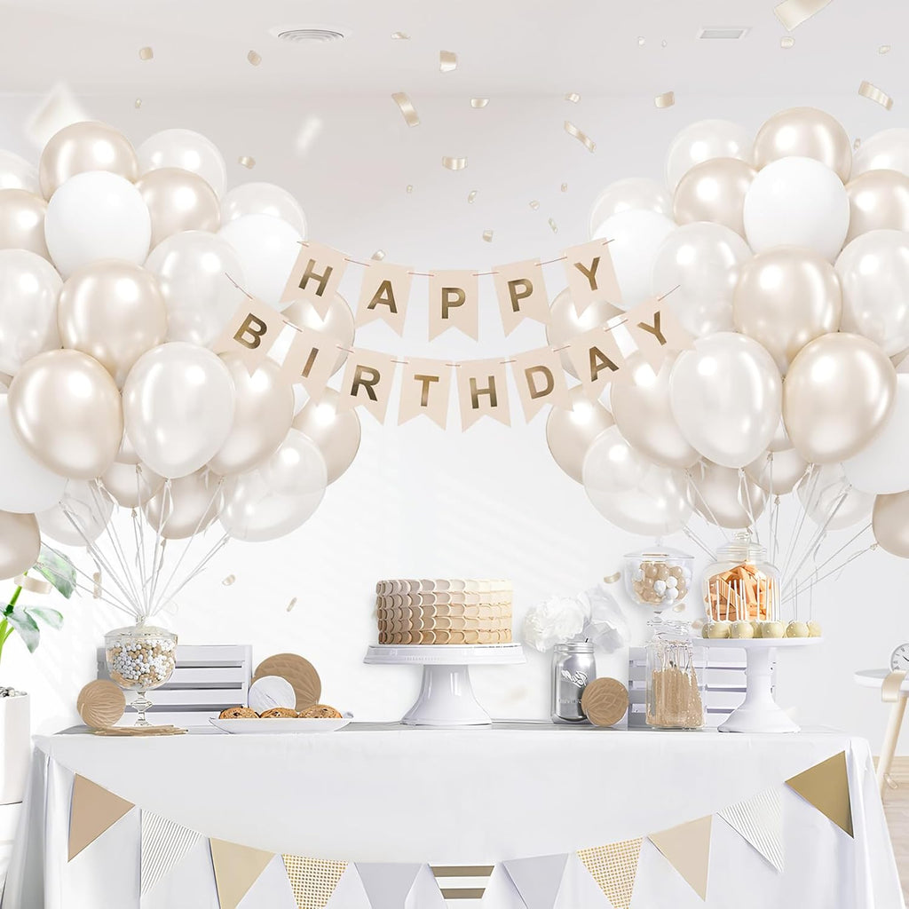 Skiennix 12-Inch Double Stuffed Pearl Balloons - Elegant Pearl White Latex for Weddings & Parties