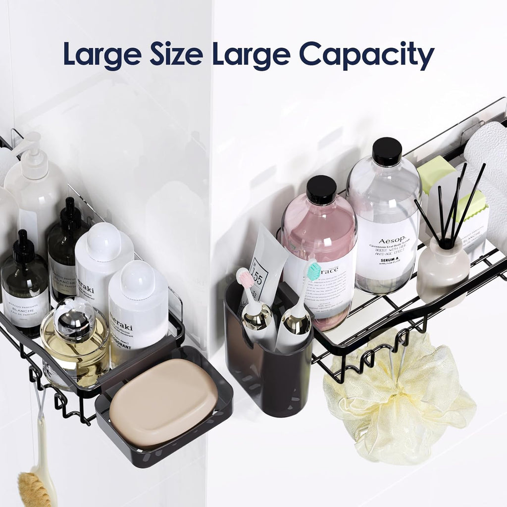 NESOMI Shower Caddy - Rustproof Stainless Steel Organizer with Soap Dish & Hooks | 7-Pack, No-Drill Storage Solutions