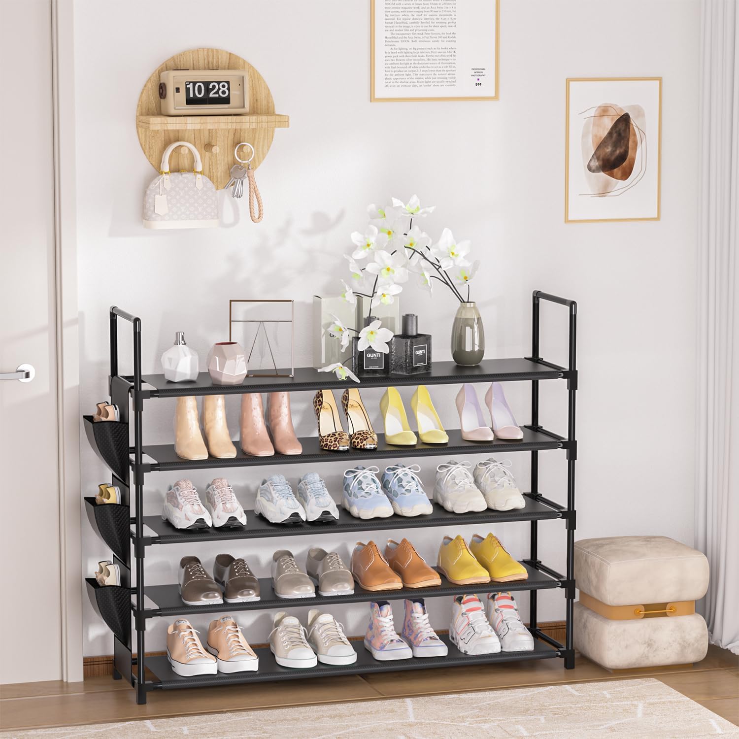 OYREL 5-Tier Shoe Organizer Rack - Space-Saving Shoe Holder for Closet & Entryway | Large Capacity 20-25 Pairs