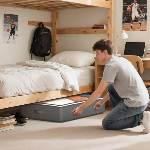 Budding Joy 60L Under Bed Storage Containers - Foldable Organizers with Clear Lids for Clothes & Blankets