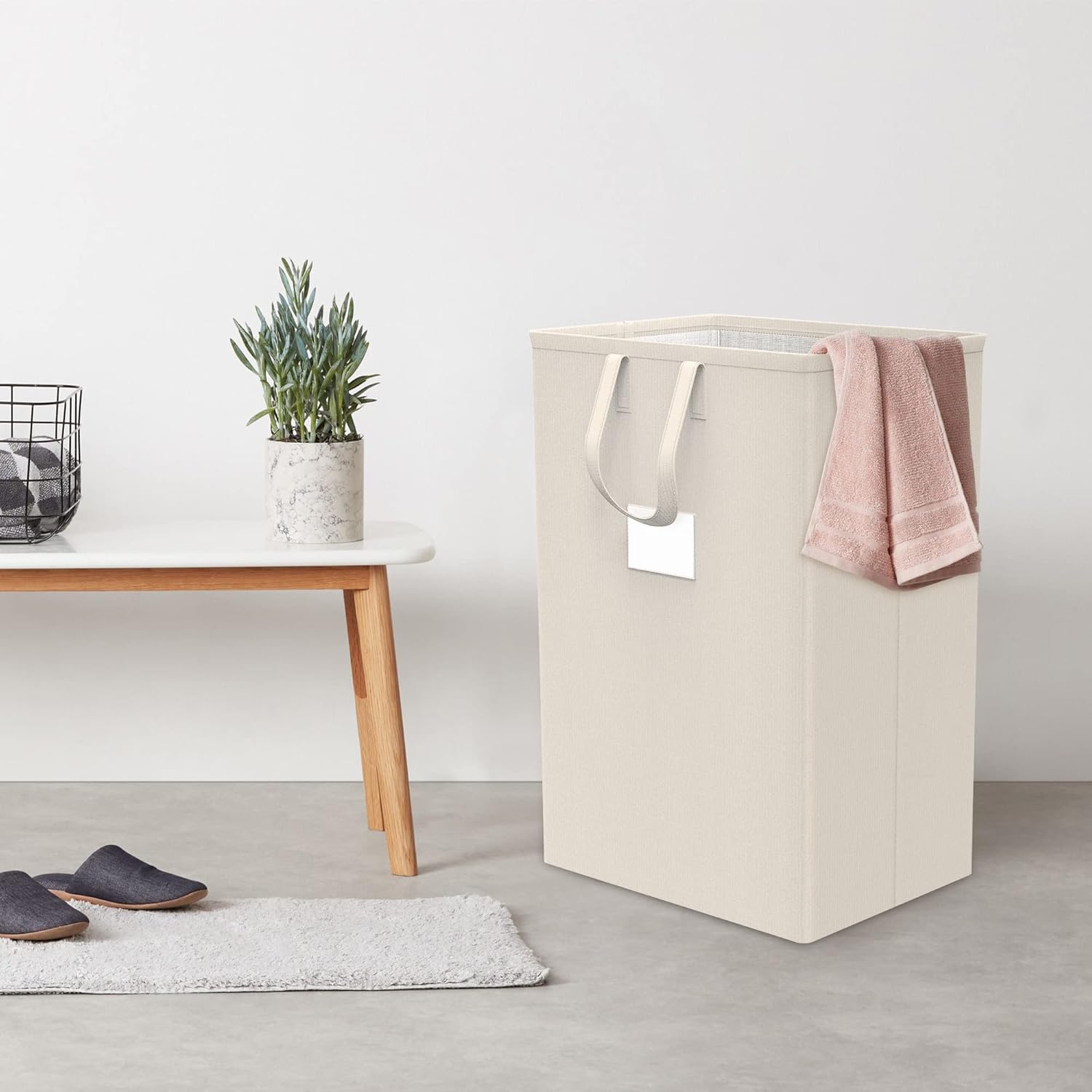 Skiennix 75L Large Laundry Hamper - Waterproof & Freestanding Design | Ivory Color for Bedroom & Bathroom